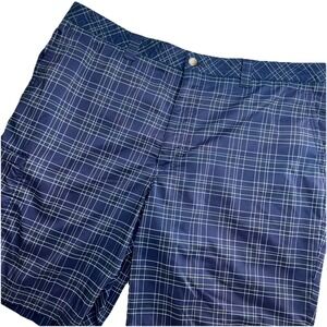 Zero Restriction Tour Series Golf Shorts Men‎ 38 Navy Blue Plaid Stretch Pockets